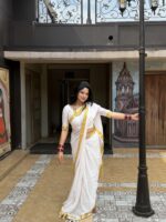 Mercerised Cotton South Indian Saree - Image 3